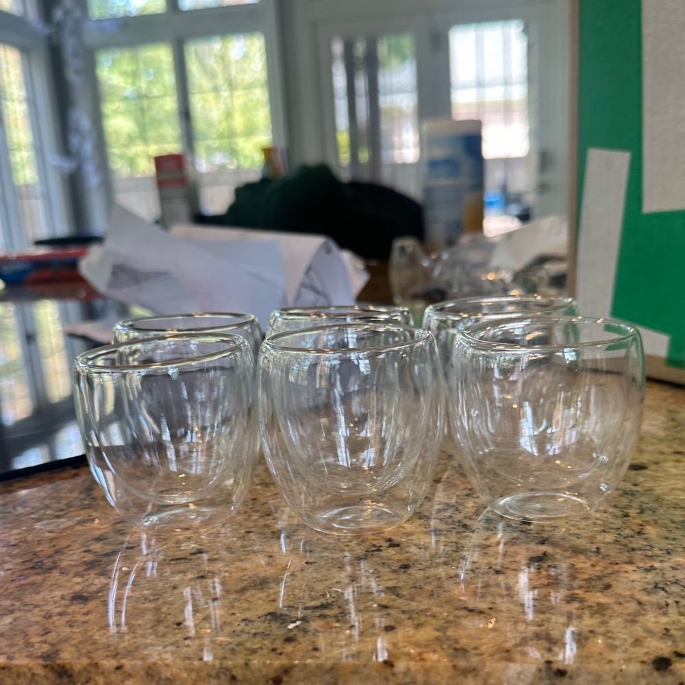 Crate&Barrel Clear Double-Walled Glass Cups